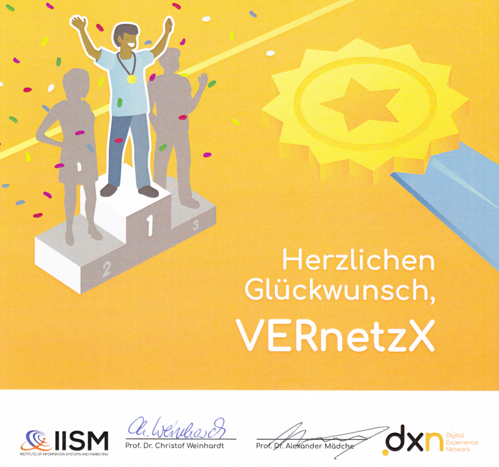 The DX Award got awarded by the Institute of Information Systems and Marketing (IISM) of Karlsruhe Institute of Technology (KIT).